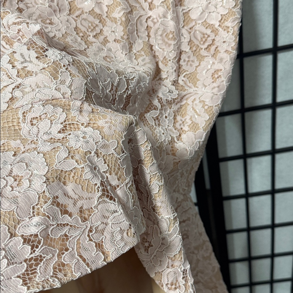 ASOS Jarlo Petite Blush Pink Lace Bandeau Midi Dress – Size 14P UK 10pUS✨ - Picture 11 of 11